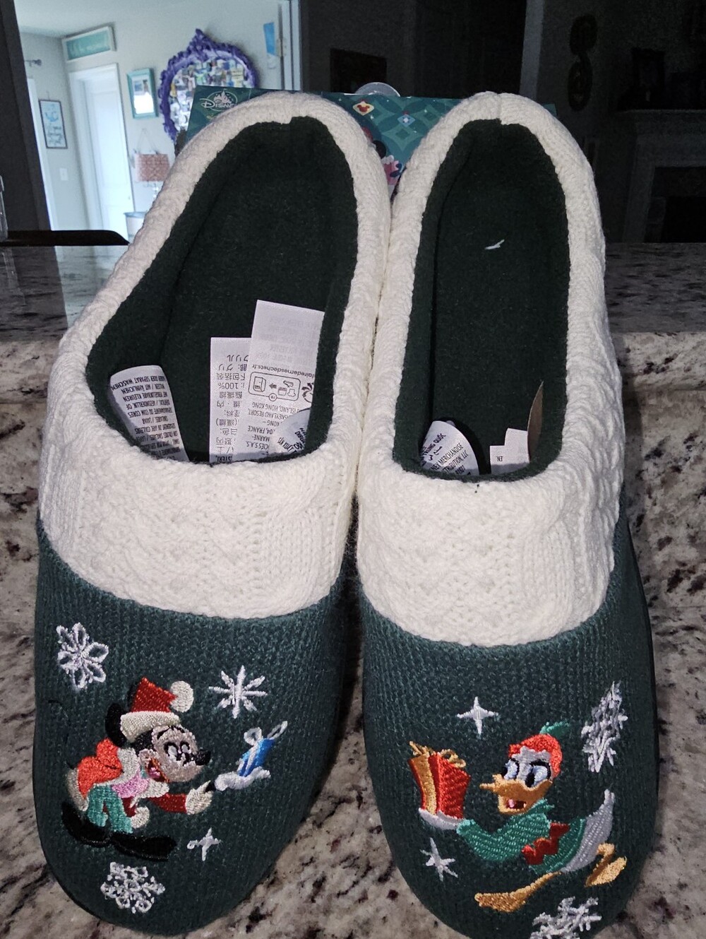 Disney Adult House Slippers And Sock Set Christmas Edition NWT